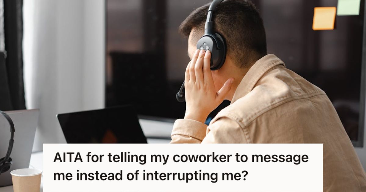 Man wearing a headset working in front of his laptop
