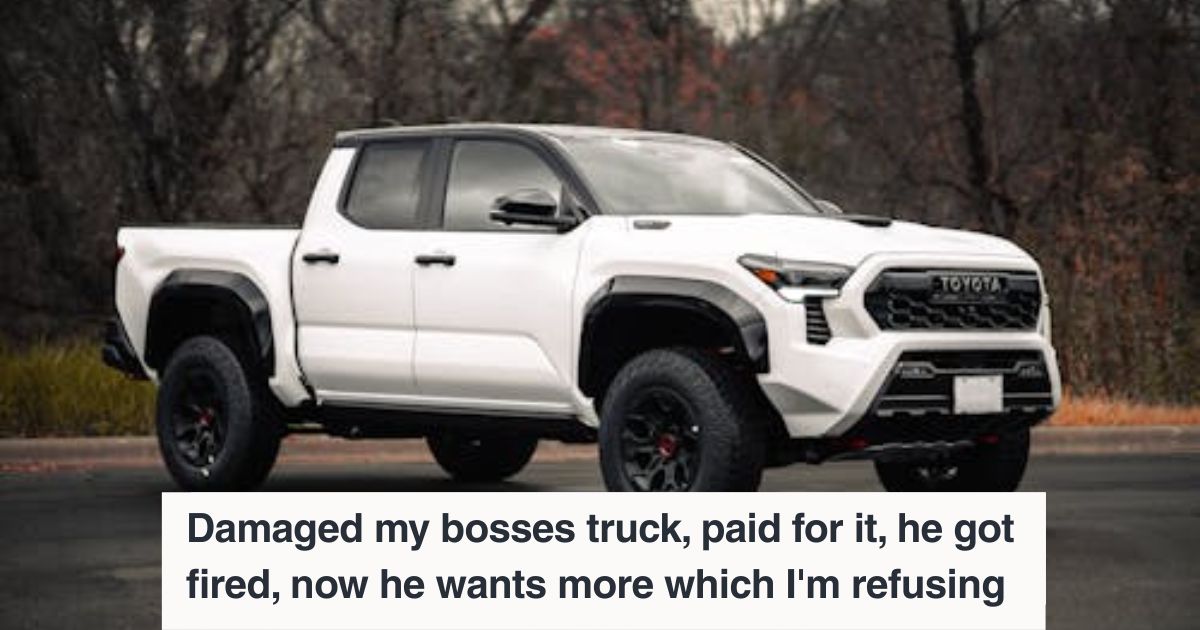 White truck parked on the road