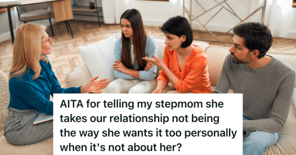 family talking to a therapist