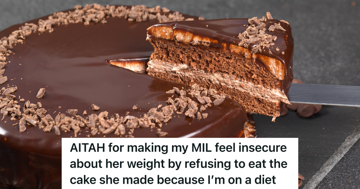 cutting slice of chocolate cake