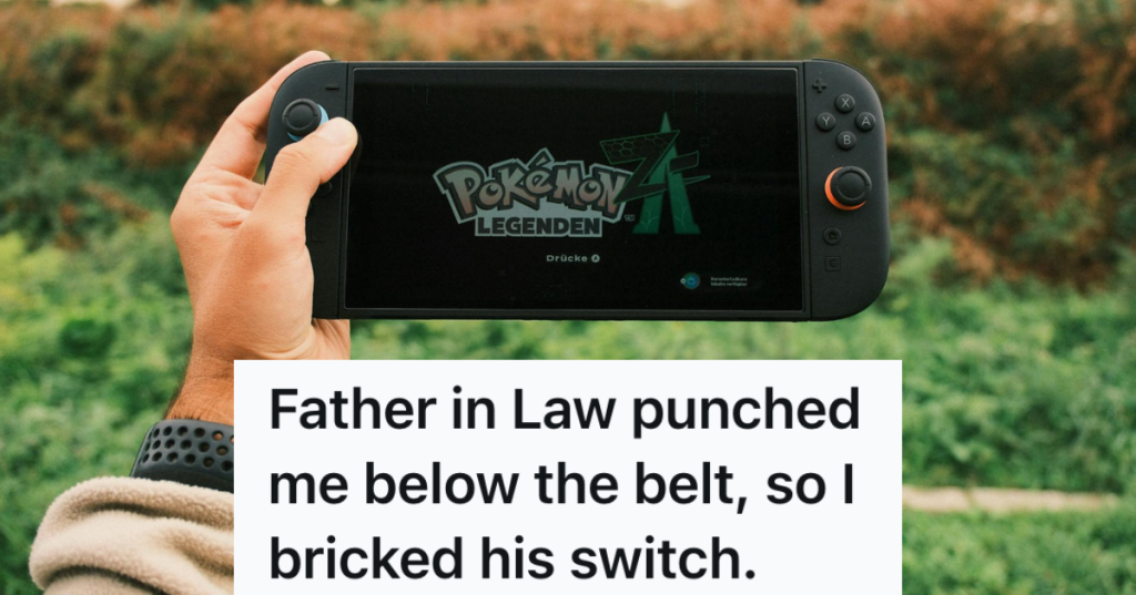 man playing Pokemon on Nintendo switch