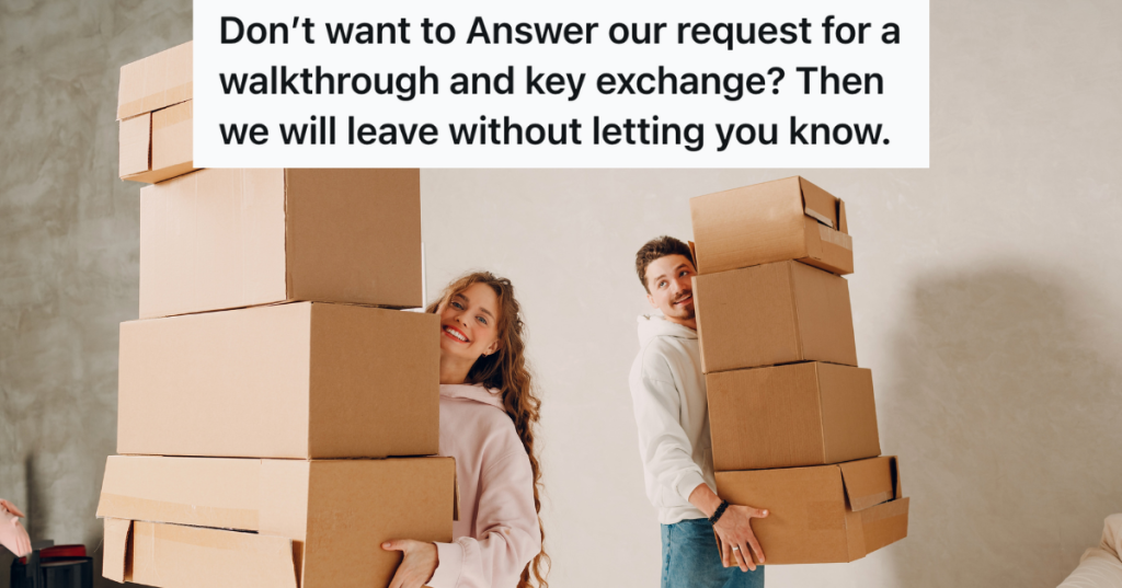 smiling couple carrying tower of moving boxes