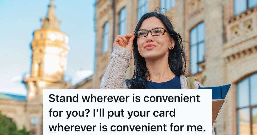 college girl walking on campus