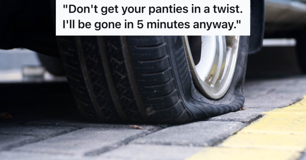 closeup of a flat tire