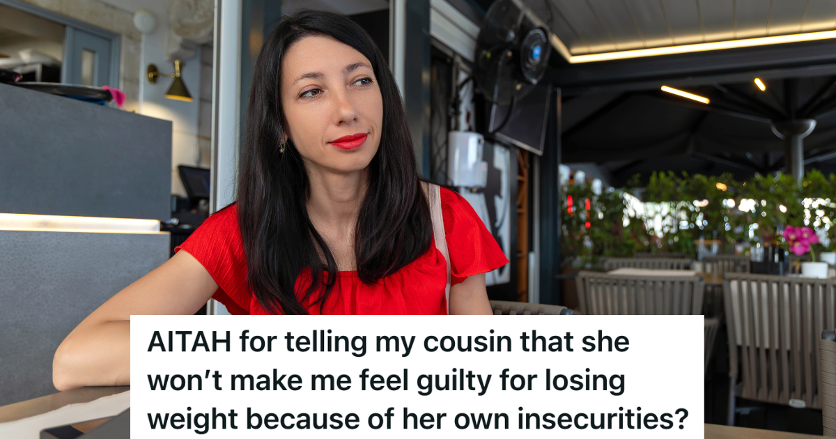 woman wearing red at restaurant