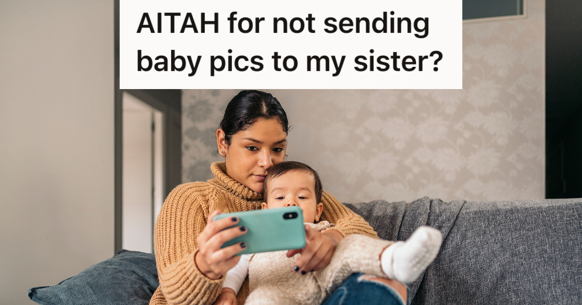 mom and baby looking at phone