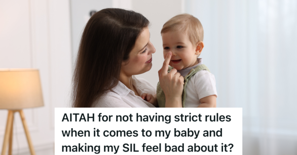 happy mother holding baby boy and touching his nose