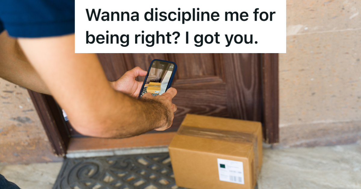 delivery driver taking picture of delivery