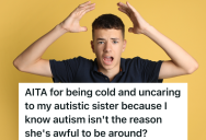 Teenage Boy Doesn’t Care About His Autistic Sister At All, And His Sister And Parents Think That Makes Him A Bad Person