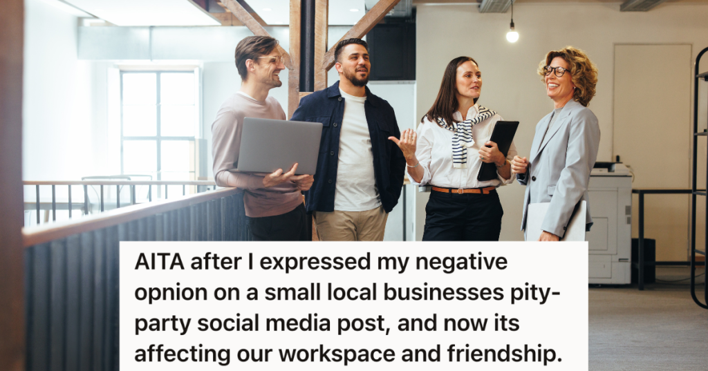 four coworkers talking