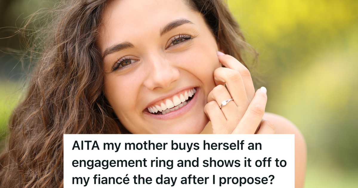 smiling woman showing off engagement ring