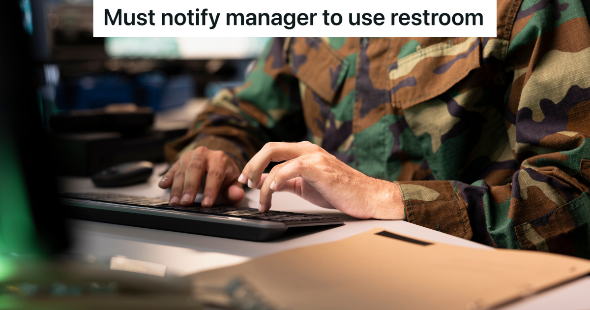 Air Force officer typing