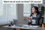 Employee Arrives At Work Early To Make Sure Her Computer Is Booted Up And Ready To Go, But Then The Big Boss Assumes She Was Running Late