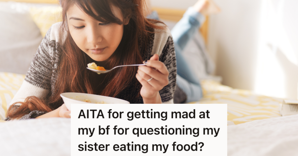 teenage girl eating chicken soup in bed