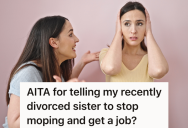 Little Sister Moves Back With Her Parents After Divorcing Her Ex, But Now Her Bossy Older Sis Tells Her To Stop Grieving And Get A Job