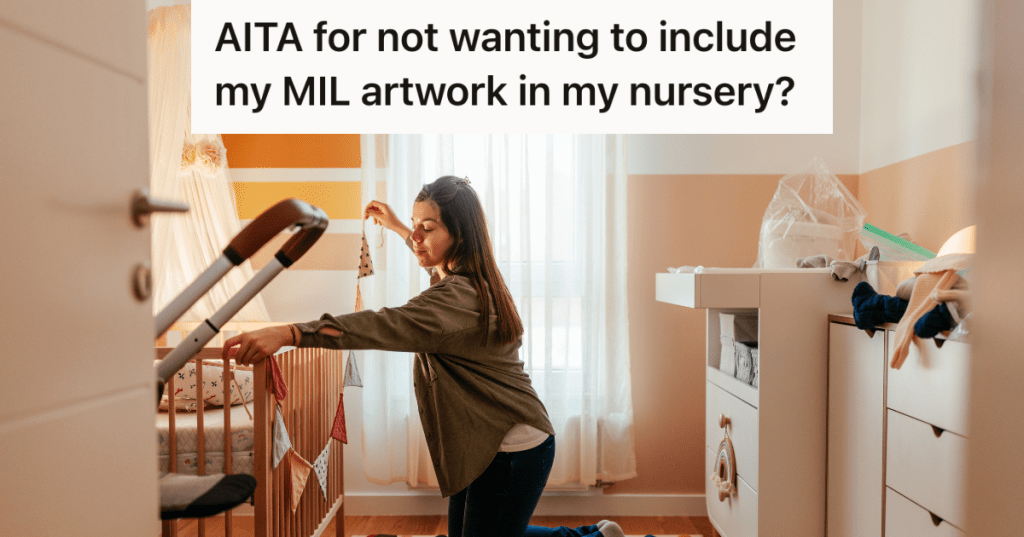 pregnant woman decorating baby nursery