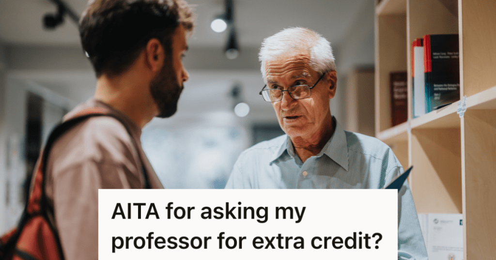 college student talking to his professor