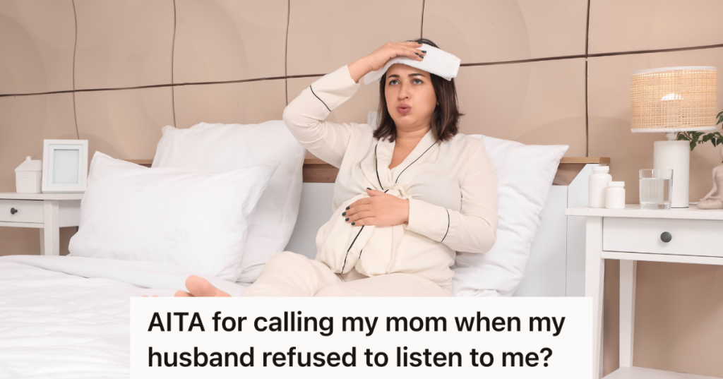 sick pregnant woman in bed