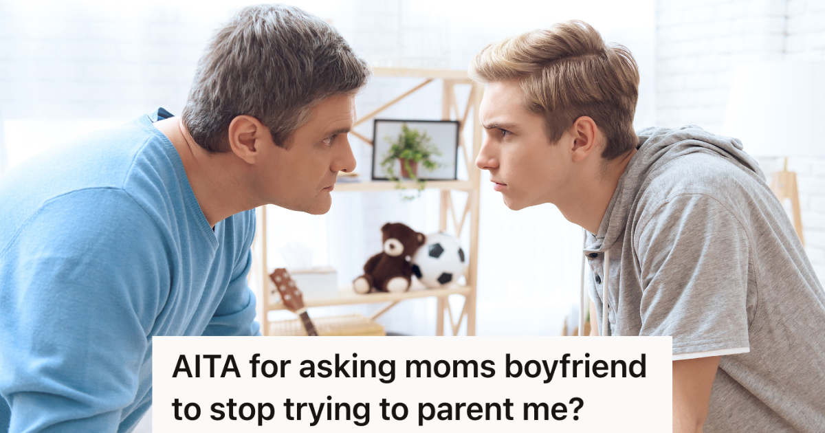 older man and younger man staring at each other