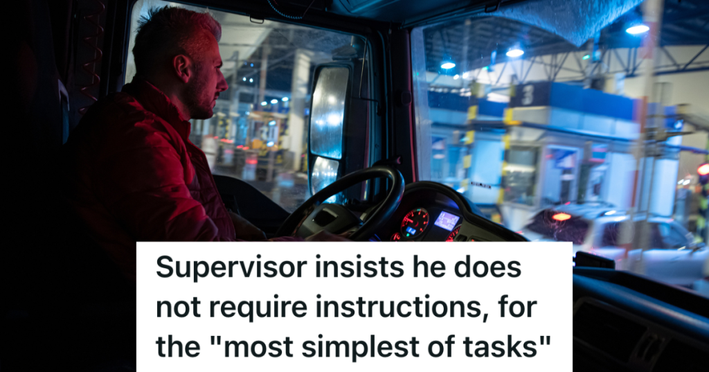 man driving truck to gas station at night