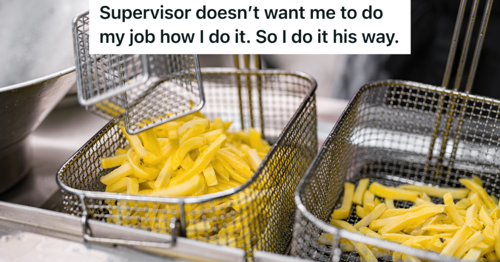 fast food french fries in deep fryer