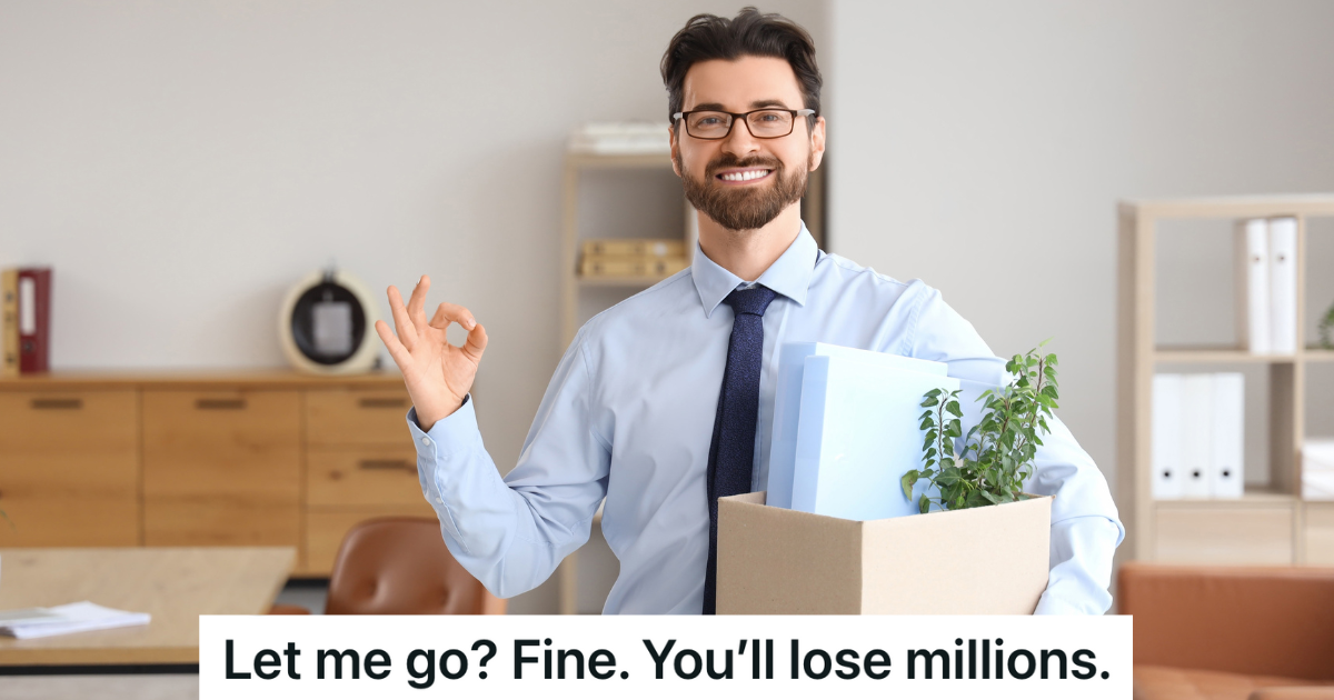 man happy about getting fired