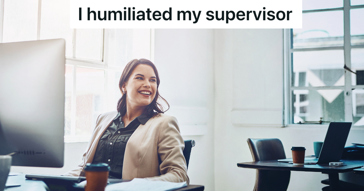 Supervisor Tries To Get Employee Fired, But He Had No Idea She Had Saved An Email Proving She Only Did What She Was Told To Do smiling woman sitting at desk at work