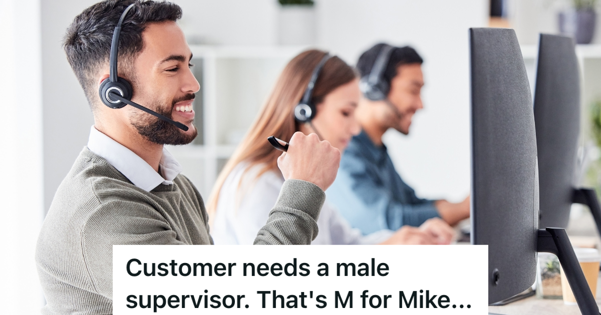 man working at a call center