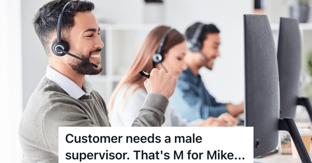 man working at a call center