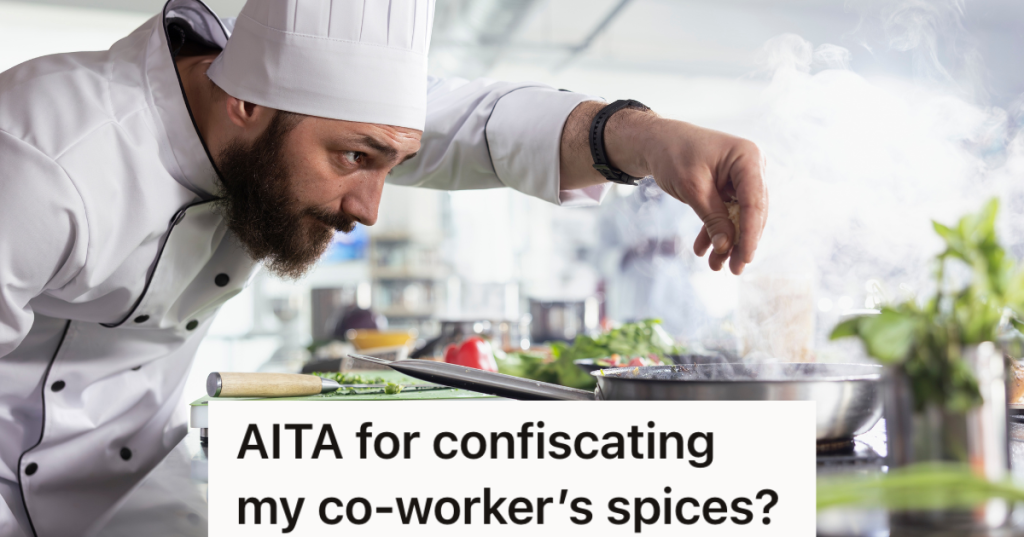 chef sprinkling ingredients into frying pan