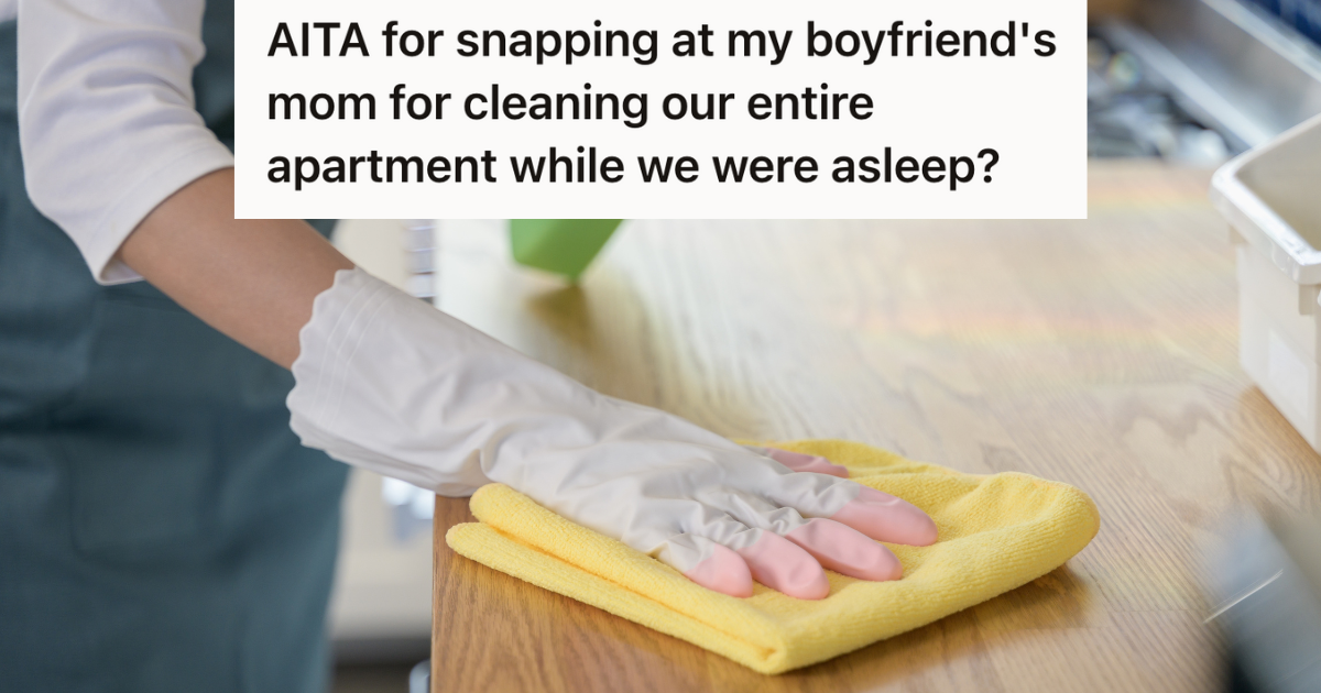 closeup of woman's hand in white gloves cleaning kitchen counter with yellow cloth