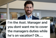 Supervisor Refuses To Let Assistant Manager Take Care Of A Lot Of Necessary Tasks, So When The Supervisor Is Away, His Work Really Piles Up