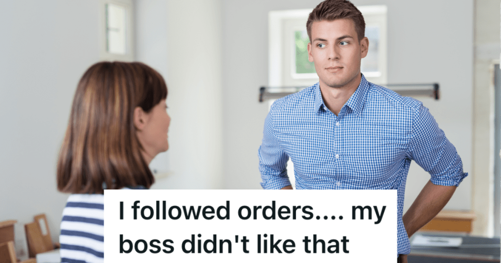 female supervisor reprimanding male employee