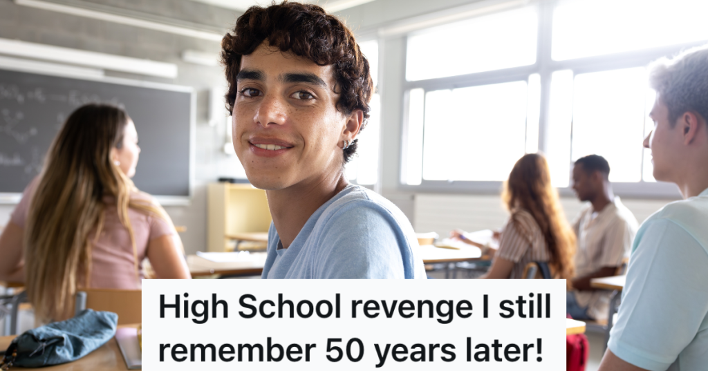 smiling boy in high school classroom