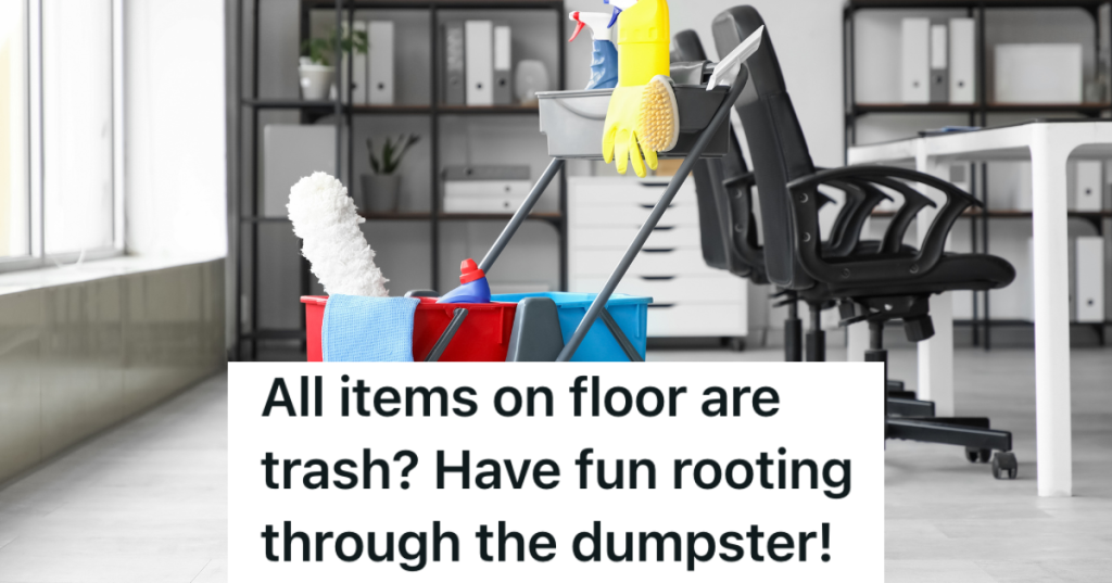 janitor cart in office building