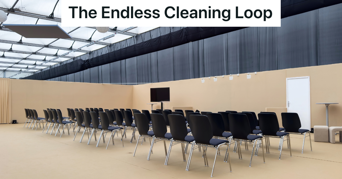 rows of chairs in a convention center