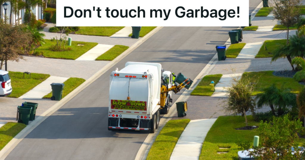 garbage truck in residential neighborhood
