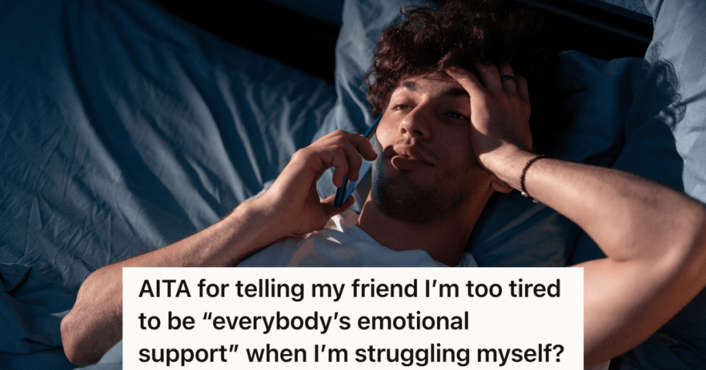 young man in bed talking on the phone