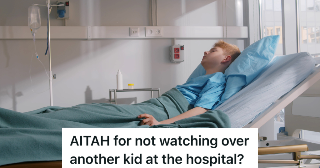 sad and weak boy in hospital bed