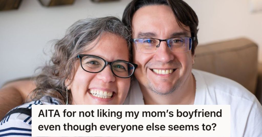 Middle aged man and woman showing their bright smiles