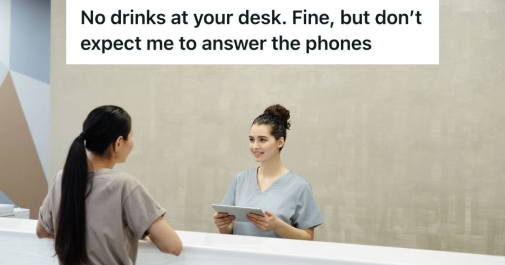 Receptionist talking to a customer