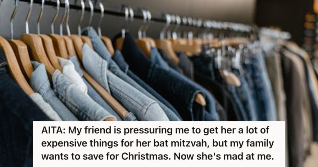 Clothing store with denim clothes lined up