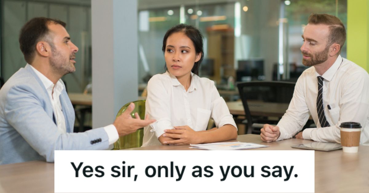 Office meeting with boss and employees