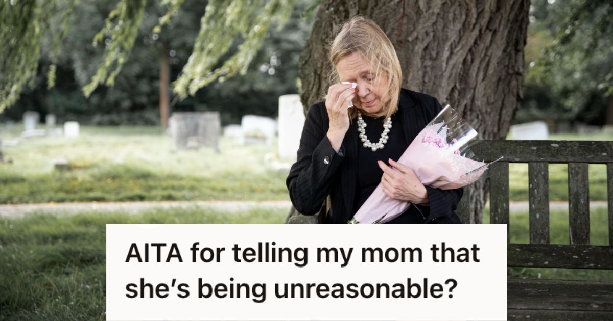 His Mom Wanted To Contest His Uncle’s Will That Left All Assets To A Roommate, But He Doesnt Think She Fully Understands The Situation Woman in black and holding flowers is grieving in the cemetery