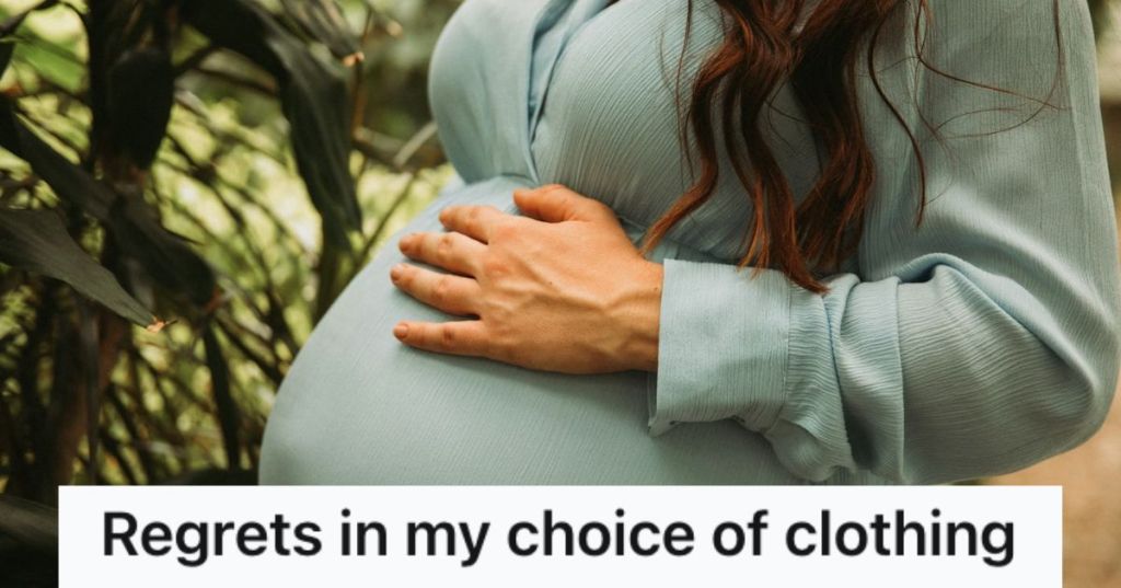 Pregnant woman wearing a green dress