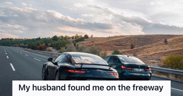 Two cars on a freeway