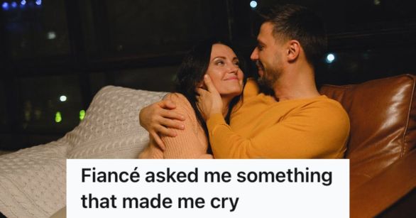 Man and woman cuddling and being sweet to each other