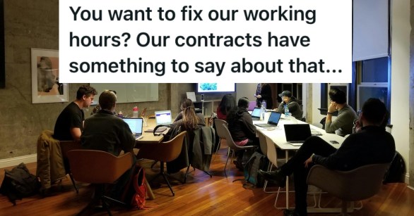 A team working late in an office