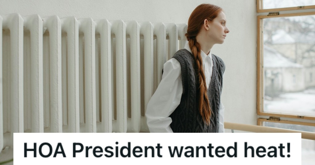 A woman standing by a radiator