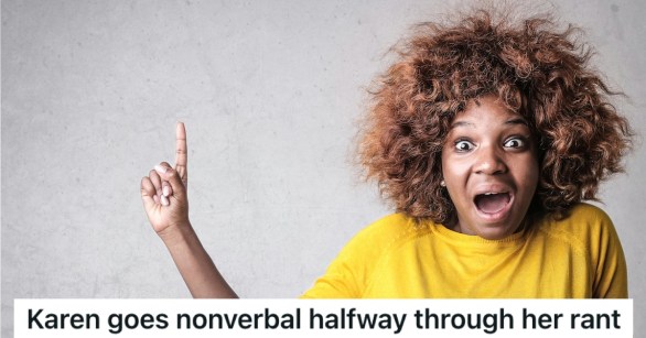 A woman yelling and gesturing